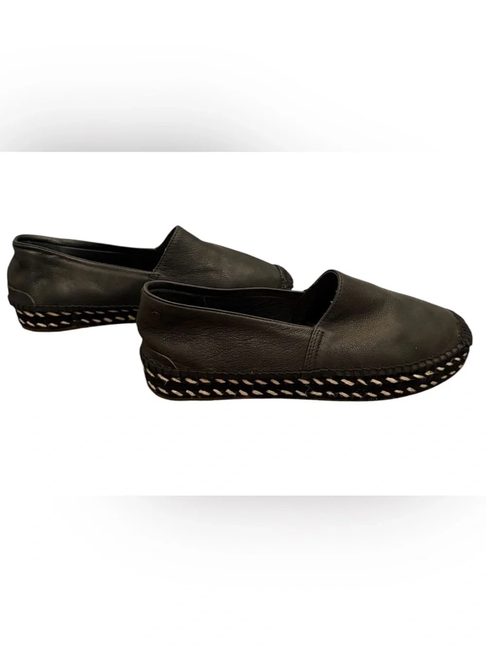 NEW Rag & Bone Noa Leather Espadrille Slip-On Flats Black Size 36 EU / US 6